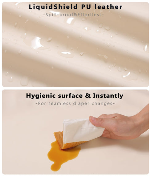 ATONGQI 32" 16". Vegan Leather Baby Changing Pad Covers for Girl, Boy, Waterproof & Wipeable Soft Diaper Changing Mat