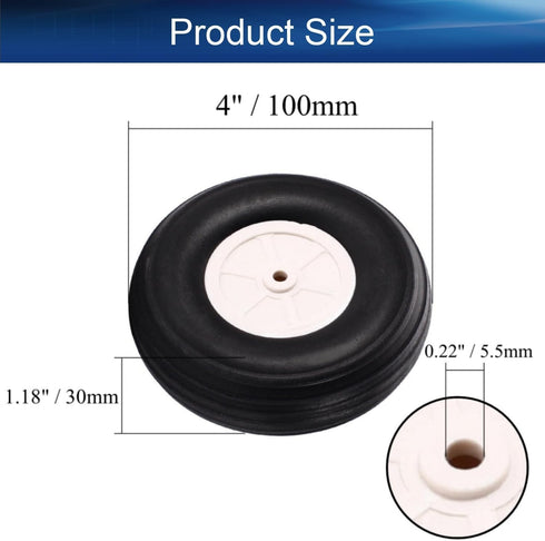 Heyiarbeit 4" RC Model Airplane Foam Wheel Super Light Tire and Wheel Sets for RC Airplane PU Sponge Tire with Plastic Hub 2 Pcs