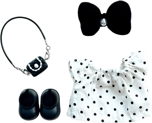 Black and White Polka Dot Dresses for Dolls 17cm, Dolls Designer Outfits