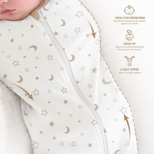 0-2 Pack 3) Baby Swaddle Months, Cotton Arm-In Zipper Sleep Sack, Wearable Blankets Wrap for Newborn Infant Girls, Boys