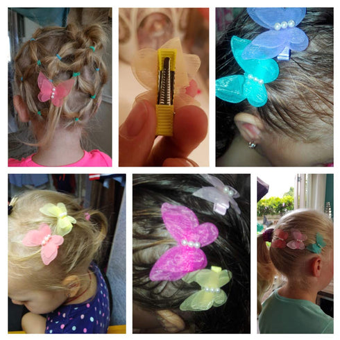 16 Packs Baby Girl Hair Clips Chiffon Butterfly Barrettes Non-slip for Kids Toddlers Hair Accessories