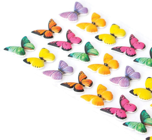 Playhouse Soft Puffy Sticker Sheet - 27-Piece for Crafts, Trading & Collecting - Rainbow Butterflies