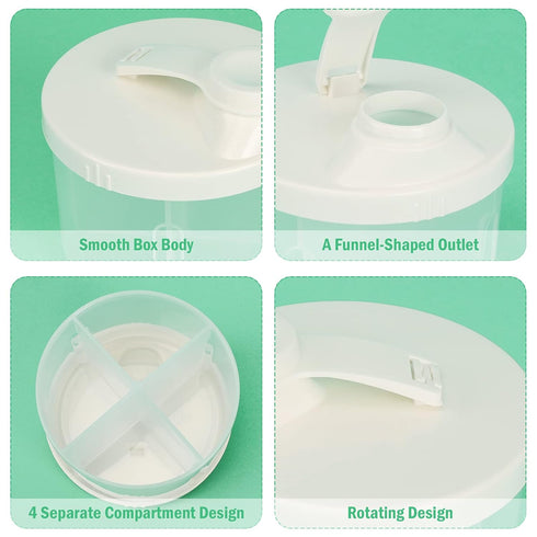 Accmor Baby Formula Dispenser On The Go, Non-Spill Rotating Four-Compartment Formula Container to Go, Milk Powder Kids