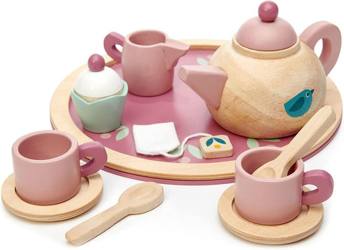Tender Leaf Toys - Birdie Tea Set, Realistic Teapot, Cups for Pretend Afternoon Tea Party, Age 3+