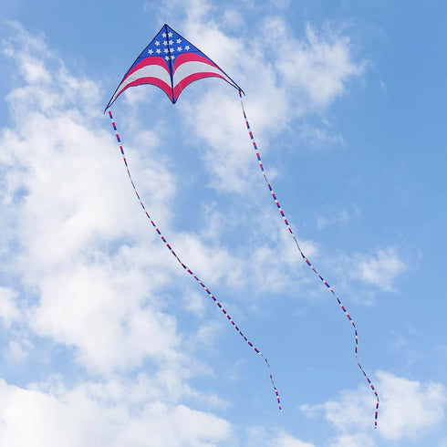 Motiloo 63" Patriotic American Flag Delta Kite for Kids and Adults, Easy to Fly, Beach Kites for Outdoor Activities
