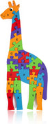 LovesTown Giraffe Wooden Puzzle - 26PCS Jigsaw Puzzle with Alphabet and Number Blocks for Preschool Kids