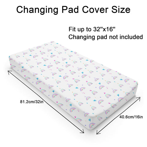 Rainbow Changing Pad Covers Cute Rainbow Love Colorful Changing Table Cover for Boys Girls Ultra Soft Breathable Stretchy Change Table Covers Diaper Changing Mat Sheets Cover 32''x16''