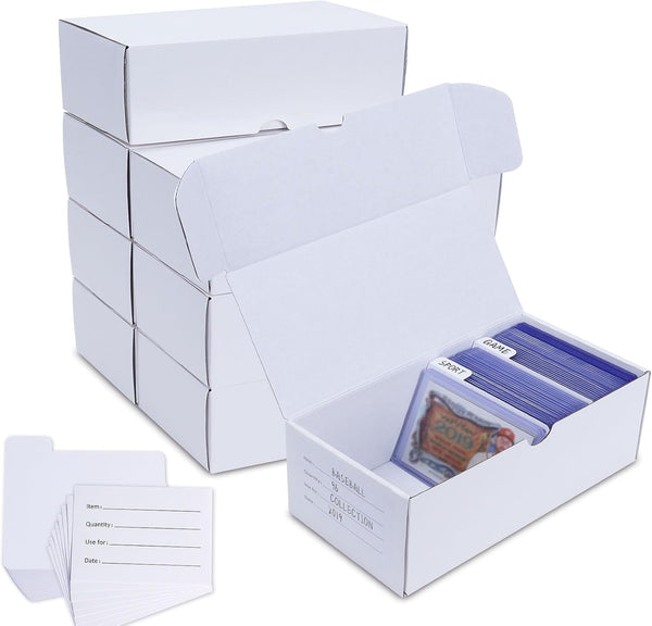 100 Count Trading Card Top Loaders, 8-Pack Toploader Storage Box with Dividers & Labels for TCG/Magic/Mtg Collection