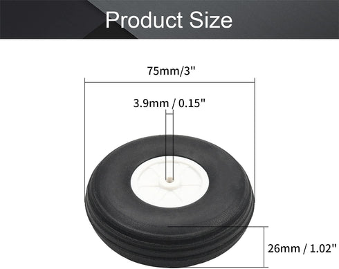 Fielect 3 inch RC Model Airplane Super Light Sponge Tire Tail Wheel Tire and Wheel Sets for RC Car Airplane PU Sponge Tire with Plastic Hub 2 Pcs