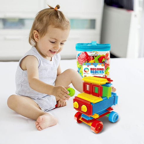150pcs 3D Set 3-8 teytoy My First Baby Building Toys, Bristle Shape Building Blocks Toy for Kids Ages Years Old, STEM
