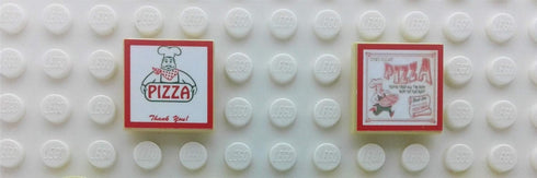 Set of 6 Custom Stickers for Food Restaurant City Building Bricks Pizza Toys