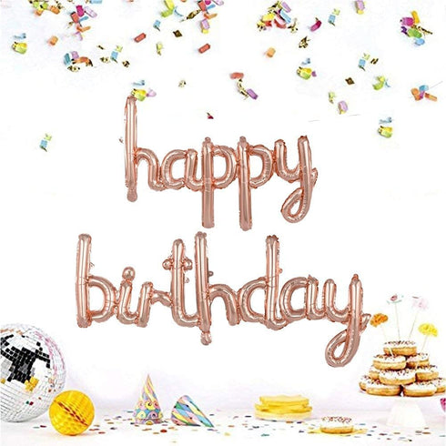 Happy Birthday Balloons Banner - 16 Inch Mylar Foil Letters for Kids and Adults, Reusable Ecofriendly Material
