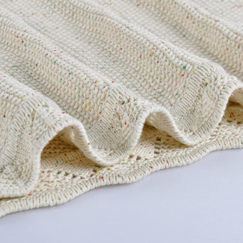 Knitted Baby Blanket, 100% Cotton Receiving Swaddle Crib Stroller Blanket, Shower Gift for Newborns, 40 x 31 (Oatmeal