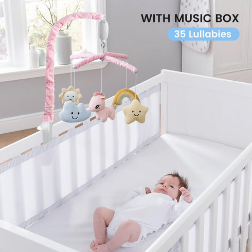 35 3 Feisike Crib Mobile for Girls - Baby Mobile for Crib with Lullabies, Modes Digital Musical BoxTurn Only, Music