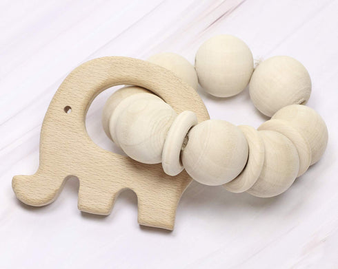Baby Teething Toys - Penta Angel 10Pcs Natural Wooden Teething Animal Rings for Newborns