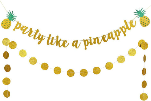 Party Like A Pineapple Tropical Garland Banner for Summer Pool Beach Birthday Party Supplies