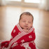 Cozy 30x40 Baby Knit Blanket Soft Cotton Blend with Bear and Bee Design Lightweight Infant Toddler Swaddle Nursery