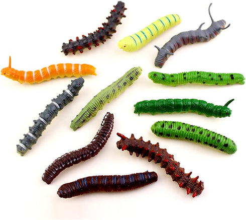 12 Pcs Simulation Caterpillar Fake Worms, Educational Science Learning Toys for Halloween Prank