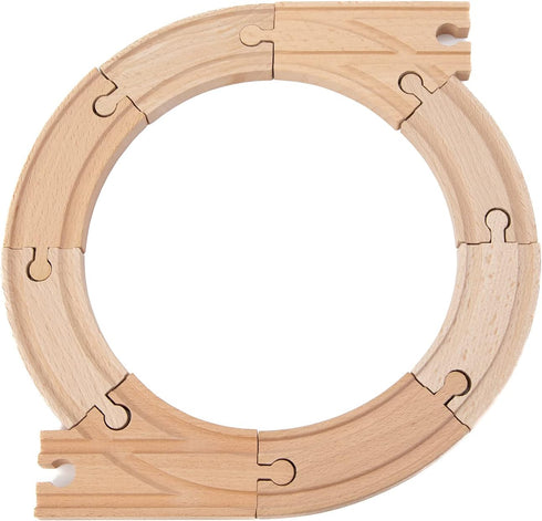 ORBRIUM 8X 3.5 Curved Switch Tracks Wooden Train Expansion Set, Compatible with Thomas, Chuggington, Brio