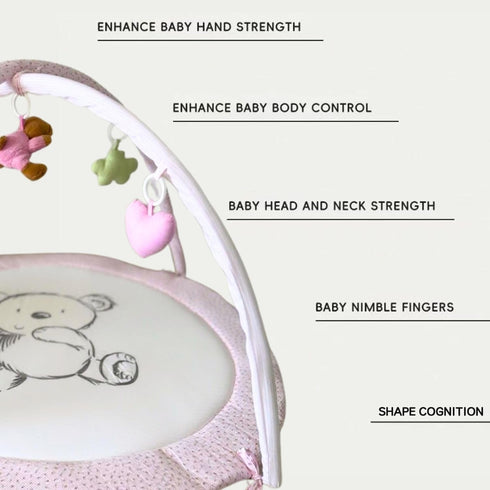 LULLABY COTTON 100% 6 Tummy Baby Play Gym Mat & Activity Mat - Cotton Soft Playmat with Detachable Toys for Time
