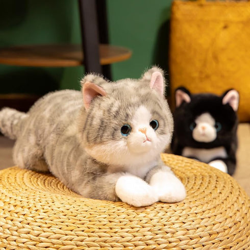 5Lbs 26", Large Weighted Stuffed Animals for Adults Soft and Cuddly Gray Weighted Cat Plush, Realistic Cat Stuffed