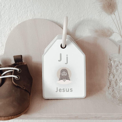 Bible ABC Flash Cards for Preschool Sunday School, Christian Homeschool Alphabet Ring Cards