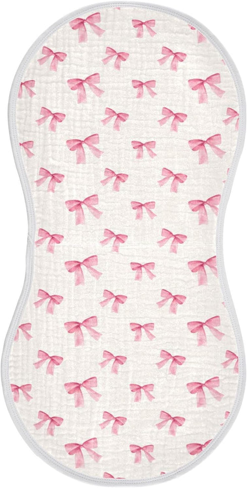 Maunzc 4-Layer 22" 11" 4 Pack Pink Bows Muslin Burp Cloths for Baby Absorbent Cotton Large x Soft Spit Up Rags