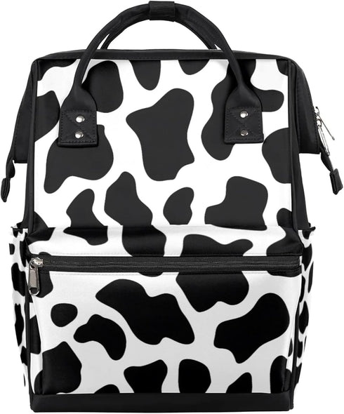 Hsnar Cow Print Waterproof Diaper Bag Backpack Large Capacity Baby Bag with Stroller