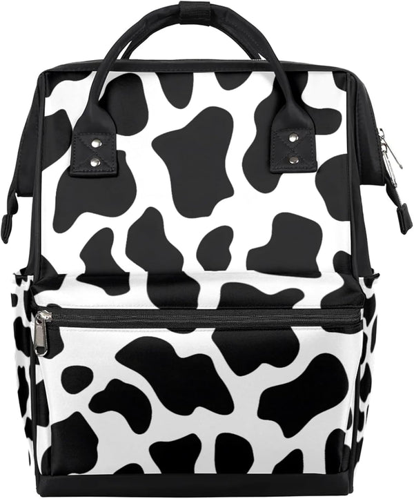 Hsnar Cow Print Waterproof Diaper Bag Backpack Large Capacity Baby Bag with Stroller