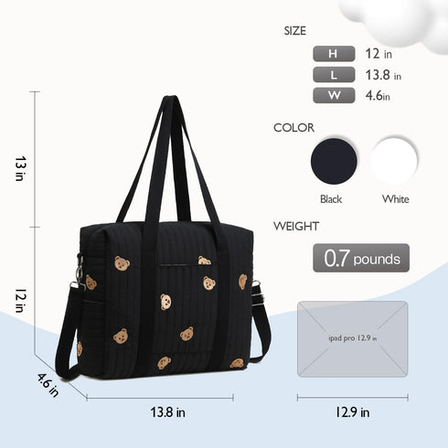 LORADI Versatile Diaper Bag Tote with Insulated Pockets & Stroller Hooks - Ideal for Newborn Travel