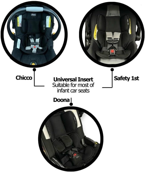 Peak and Rainbow Compatible with Doona Infant Insert - Universal Newborn Car Seat Head Support, Black