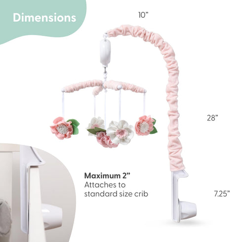 12 The Peanutshell Crib Mobile for Girls - Pink Musical Baby Crib Mobile with Lullabies, Flower Baby Mobile Crib Pink
