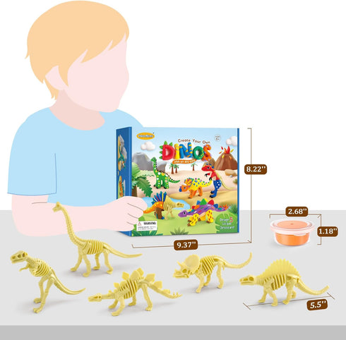 5 12 Set Drama Planet Dinosaur Air Dry Clay Kit Create Dinosaur Models with Colors of Modeling Clay, Instruction Guide