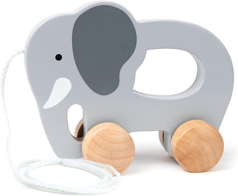 Hape Wooden Elephant Pull-Along Baby Toy| Early Learning Push and Pull Toys