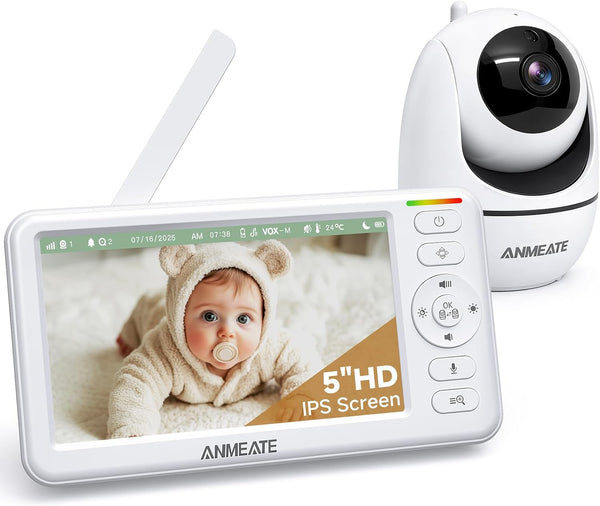 ANMEATE 5" HD Video Baby Monitor with Camera and Audio - No WiFi,