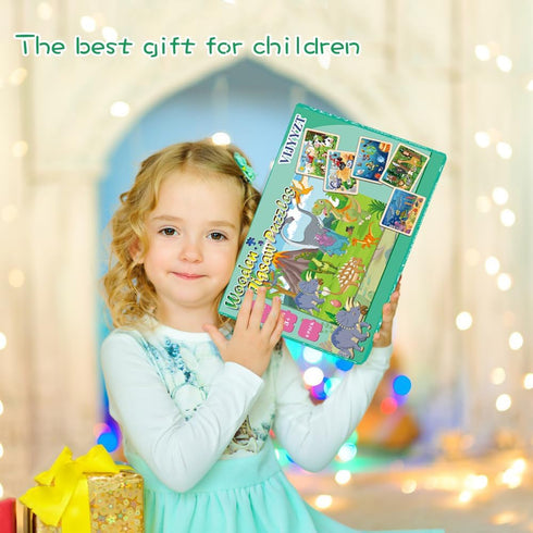 Wooden Puzzles for Kids Ages 3-5 - 6 Packs 24 PCs Jigsaw Puzzles - Educational Brain Teaser Toys