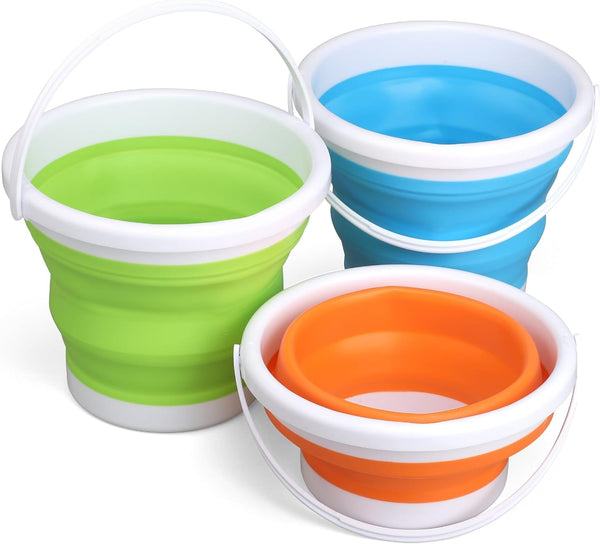 3L Jumbo Foldable Buckets, Silicone Sand Beach Toy Pails for Kids and Adults, Multi Use for Outdoor Activities