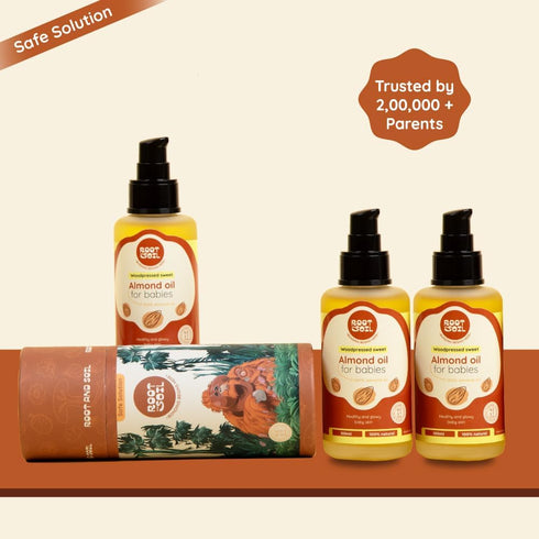 Generic 100 ml ROOT & SOIL Wood-Pressed Sweet Almond Oil for Baby Massage, Pure Almond Oil, Lightweight Baby Body Oil