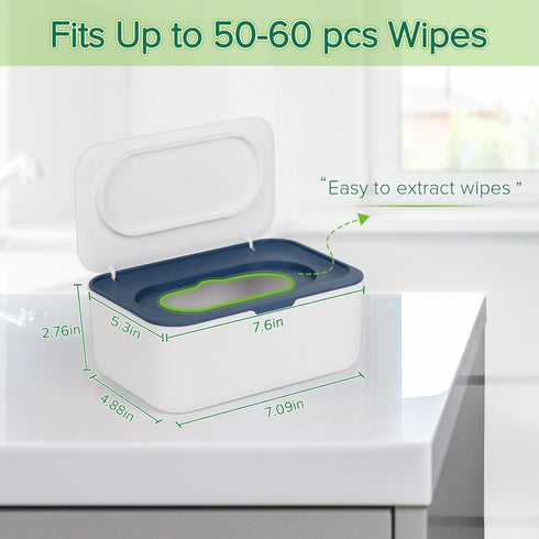 Baby Wipes Dispenser, Wipes Case Holder Keeps Wipes Fresh, Non-Slip Easy Open & Close (Blue)