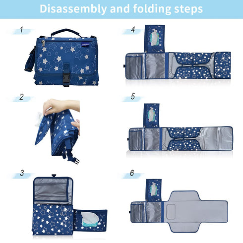 Changing Pad Portable,Diaper Changing Pad,Long Travel Portable Diaper Changing Pad for Baby with Wipes Pocket