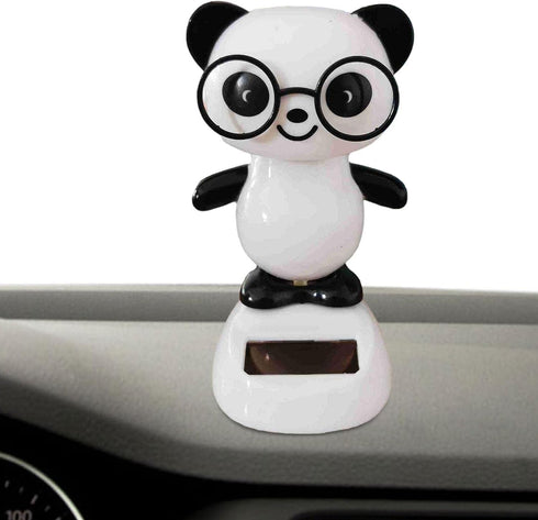 Black and White Solar Dancing Panda Bear - Shaking Doll for Car Dashboard and Home Decor