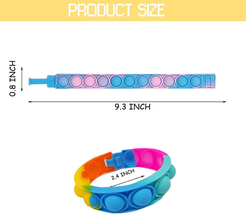 IERKEIE 120 Pcs Pop Bracelet Bubble Fidget Toys for Party Favors, Hand Finger Silicone Wristband Bulk for Student