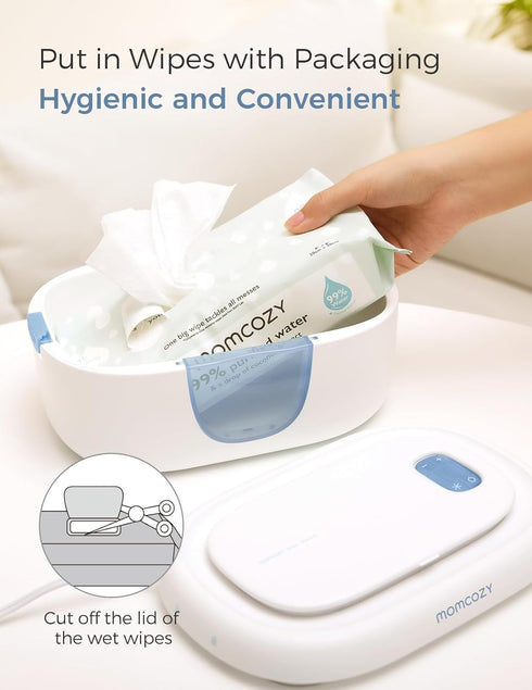 Momcozy 60-80pcs, 4 Baby Wipe Warmer, Innovative Spring Design, Large Capacity Wipes Dispenser for Fast & Even Heating