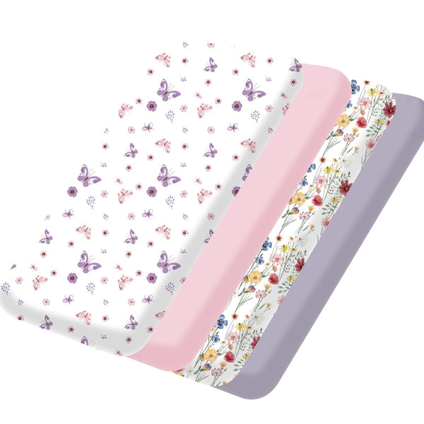 Bimocosy Pack and Play Sheets Fitted 4 Pack, 38 x 26 Inch