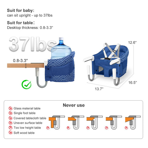 MTWML Counter Portable High Chair for Table,Hook On High Chair that Attaches to Table,Space Saver Clip On Seat