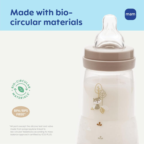 9oz 2+ 4 Pack MAM Easy Start Anti-Colic Wide Neck Baby Bottle, Medium Flow Breastfeeding-Like Nipple, Reduces Colic Gas