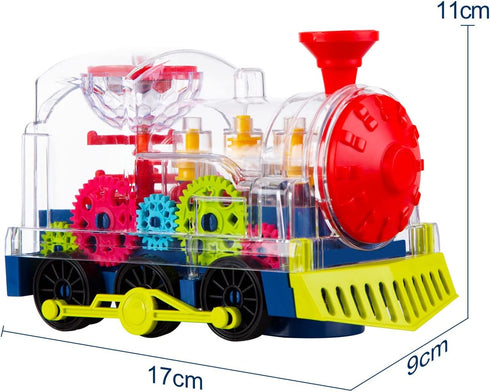 Berry President Transparent Electric Gear Train Toy with Flashing Lights and Music for 2-5 Year Old Boys