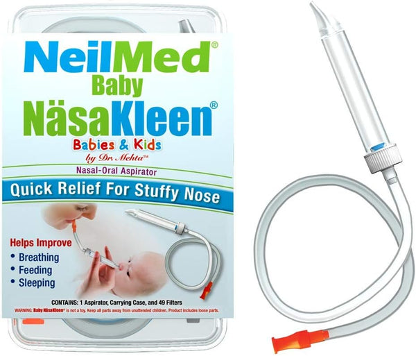 NeilMed Baby NasaKleen Nasal-Oral Aspirator with 49 Hygiene Filters, Convenient Storage Travel Case