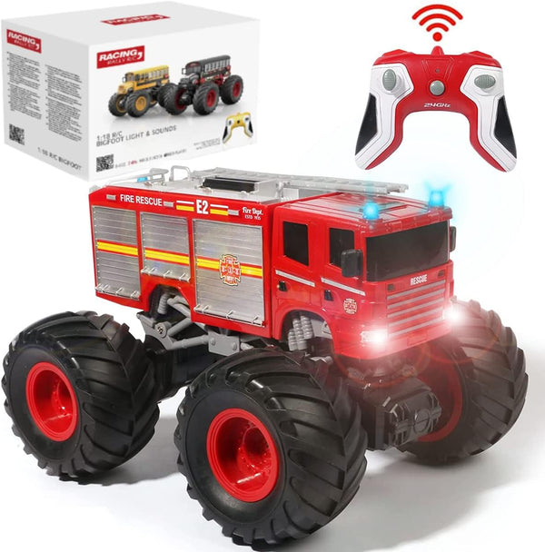 Remote Control Monster Truck - 1:18 Scale RC Monster Fire Fighter, 2.4GHz