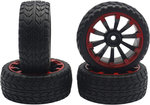 4Pack ShareGoo OD 2.55" 12mm Hex Wheel Rims & Rubber Tires Set for HSP Redcat HPI Tamiya 1/10 RC On-Road Touring Drift